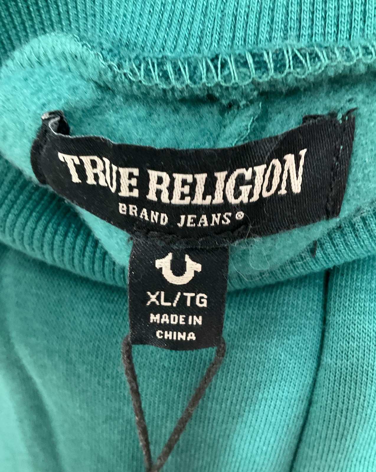 NWT True Religion Green Drawstring Fleece-Lined Wide Leg Sweatpants XL thumbnail 3