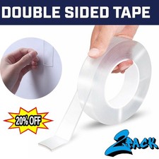 16.5FT Transparent Tape Double Sided Traceless Washable Adhesive Invisible Gel