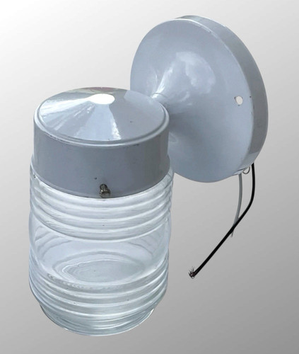 Vintage White Jelly Jar Porch Light • Outdoor Wall Fixture 1‑Light Bug Lantern