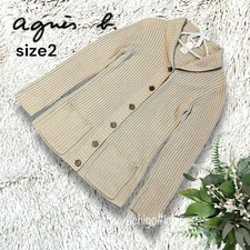agn s b. Cashmere Blend Ribbed Cardigan Size 2 Beige - Excellent Condition