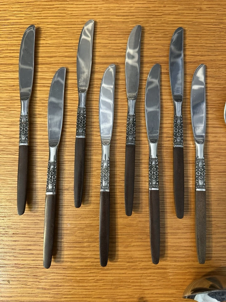 53 Flatware Set NAPA VALLEY Oneida Northland Stainless Brown Handle MCM Lot VTG - Image 2 of 4