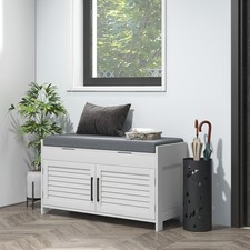 HOMCOM Shoe Bench, Entryway Bench with Cushio...