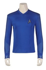 Spock Captain Cosplay Blue Jacket Shirt Costume Halloween Uniform Badge
