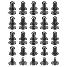 50Pack 4mm Ball Head Stud Rivets Screw Back Round Head Button Metallic Black