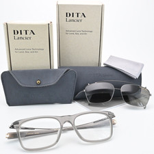 DITA Lancier Brille LSA 405 DLX405-54-03 GRY SLV Sun Clip Grau Lens For Air