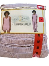 Women  s Pajama Set, Live-2-Lounge 4 Piece Lounge Wear Set, Purple, Medium