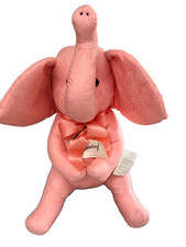 Unique Rare Vintage Pink Elephant Plush Doll Upholstery Elegant Sitter Feminine