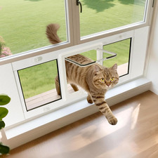 Aluminum Cat Door for Windows, 31"-36", Weatherproof with Locking Mechanisms