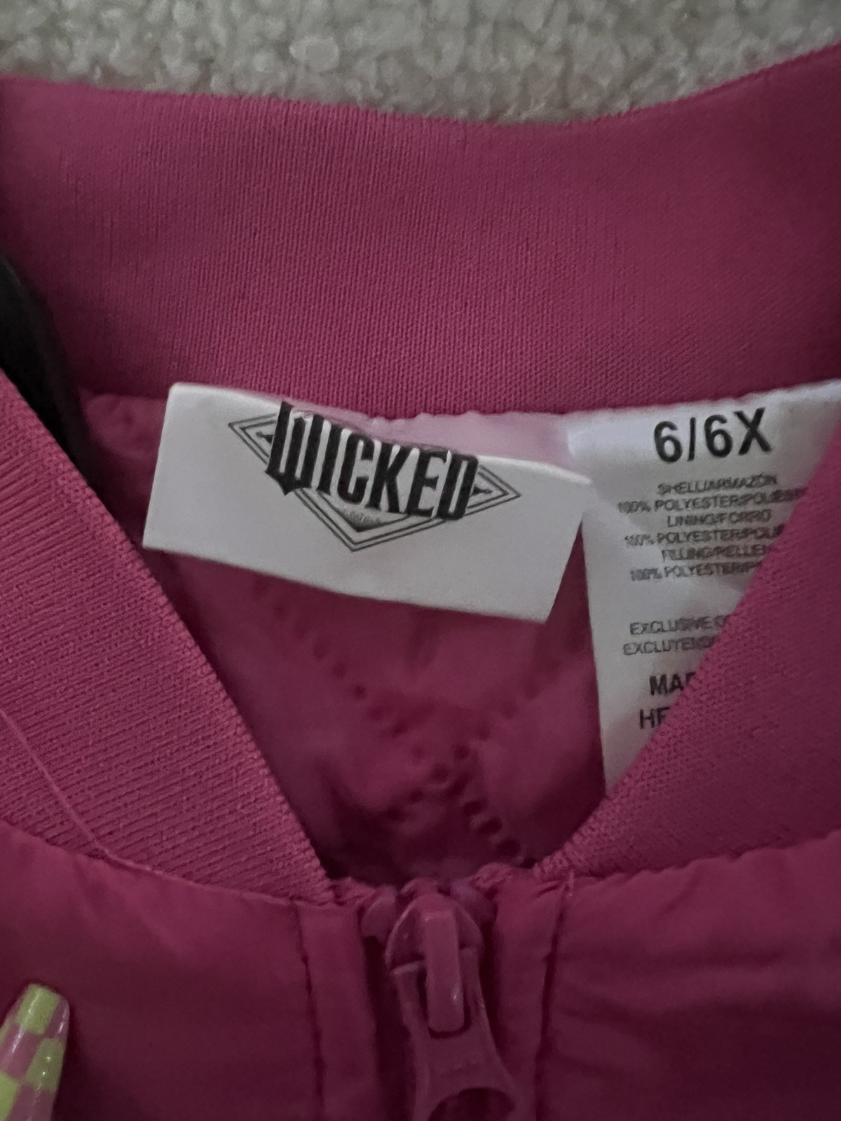 Wicked Glinda Elphaba Bomber Jacket Pink Girls 6-6X