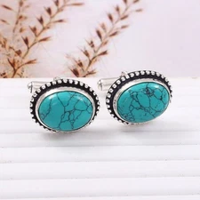 925 Sterling Silver Natura Turquoise Gemstone jewelry Handmade Cufflinks