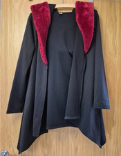 Black and Red Hooded Jacket Wrap Cardigan Size M
