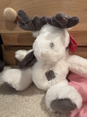 Kalidou Plush Moose White Gray Patch Belly Stuffed Animal NWT France 12 