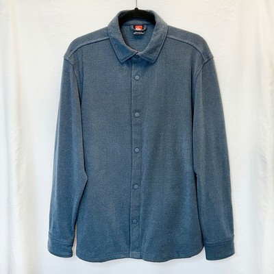 Quiksilver XL Long Sleeve Shirt Shacket Blue Snap Front Side Pockets Super Soft
