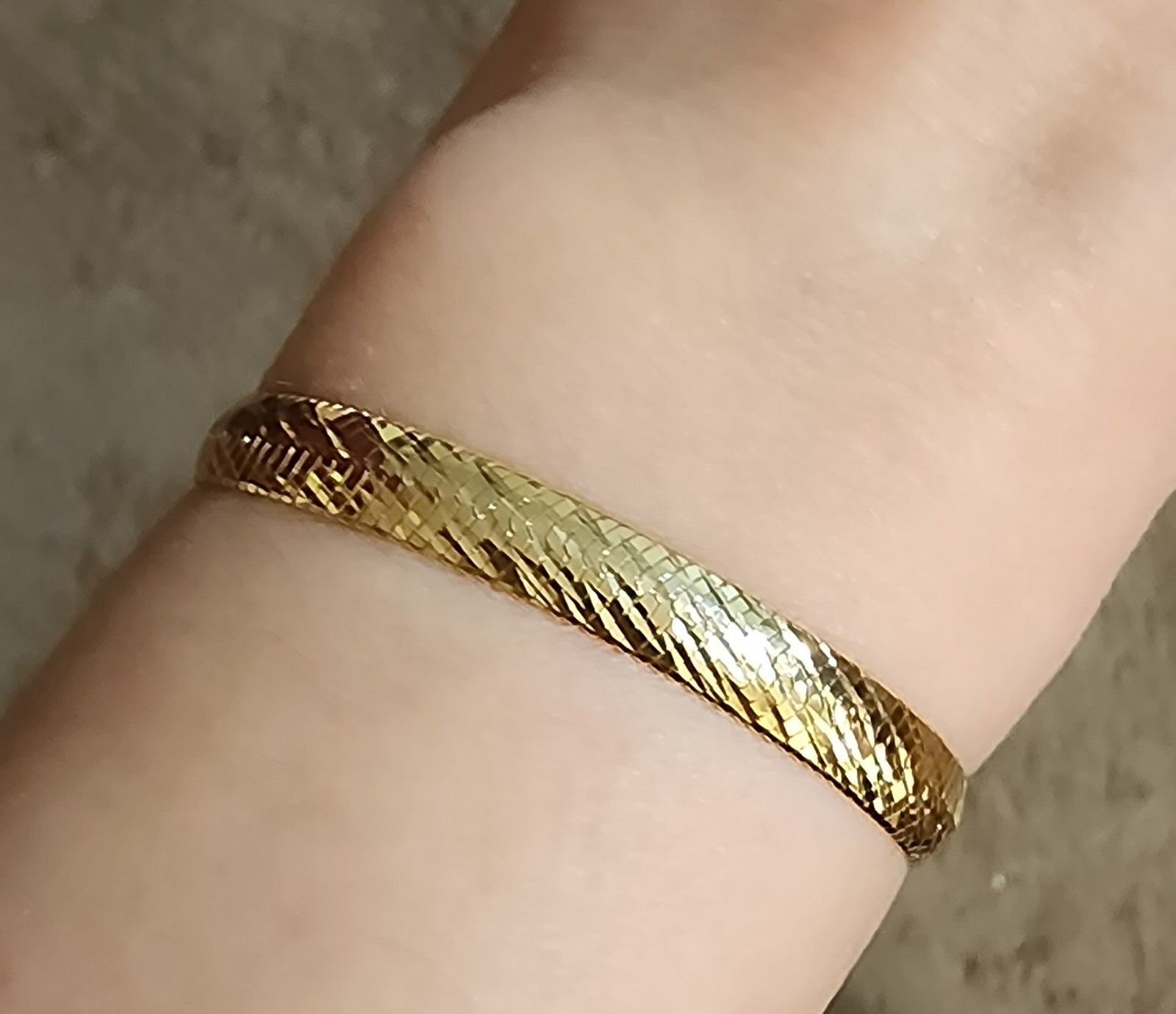 18K Yellow Gold Over Sterling Silver Diamond-Cut Bombe Herringbone Link Bracelet