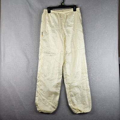 Vintage Ellesse Joggers Womens 8 Light Yellow Lined Satin 90s Track Pants