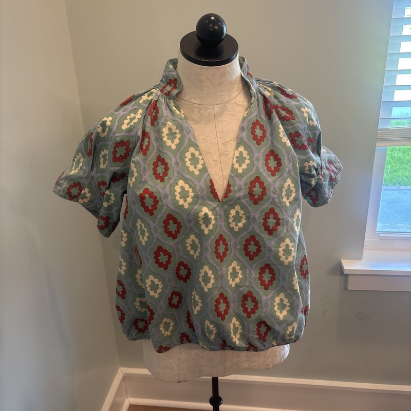 Women’s Livro Cotton Floral Print Puff Sleeve Blouse XS