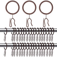 100 Set 1.26 Inch Metal Curtain Rings with Eyelets Curtain Hooks for Drapes a...