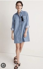 Madewell Denim Oversized Shirt Dress Jacket Springvale Wash Blue - S Small