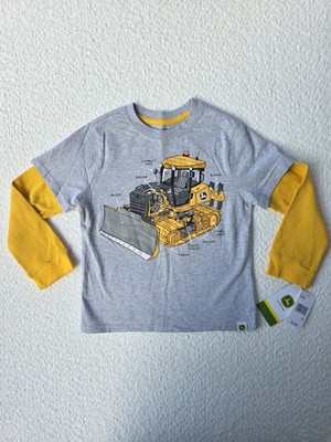 NWT John Deere Construction Little Boys 2fer Waffle Knit Long Sleeve T-Shirt...