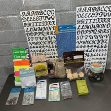 Mixed Craft Supplies Bundle Alphabet Stickers Buttons Cord Twine Needles