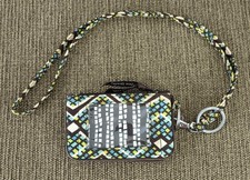 Vera Bradley Zip ID Case Lanyard Rain Forest Geometric Pattern