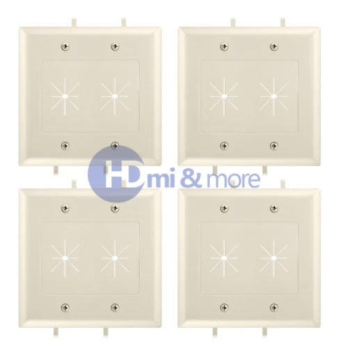 4x Wall Plate With Flexible Opening Cable Plate 2 Gang Lite Almond