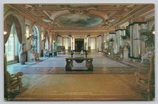 Vtg Henry Flagler Museum Palm Beach FL Marble Entrance Hall Chrome Postcard
