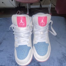 Jordan Air Jordan 1 Mid Kids 4Y Blue/Gray/Pink/White Suede Sneakers HQ1999-400