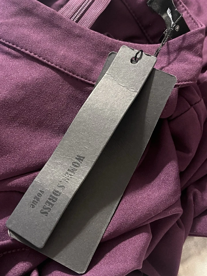 Vestido largo ciruela grande de noche de cóctel de sirena ceñido al cuerpo dividido cuello alto para mujer Foto 3 de 3