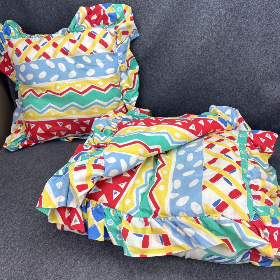 Vintage 90s Quilted Baby Blanket Zoo Animals W/Matching Pillow Crib Set Abstract - Image 2 of 4