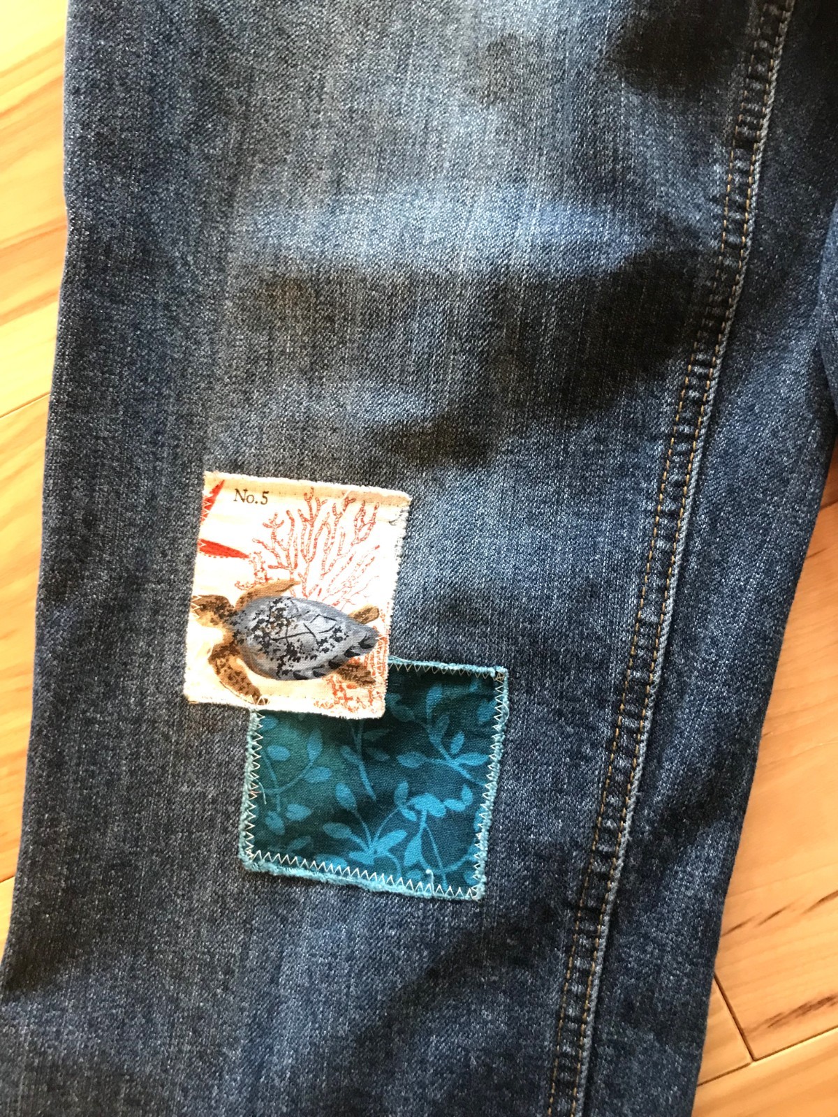Upcycled Cropped Jeans Patchwork Capris, andmade … - image 8
