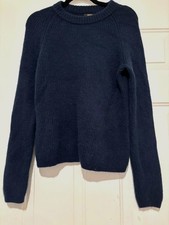 Quince sz M chunkier knit blue ribbed 100 cashmere cozy sweater 3090