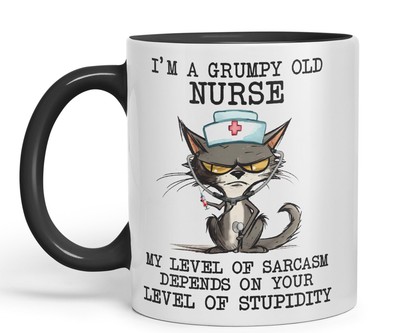 Ich bin eine mürrische alte Krankenschwester Mein Sarkasmus hängt von Katzen ab Becher Tasse 330ml