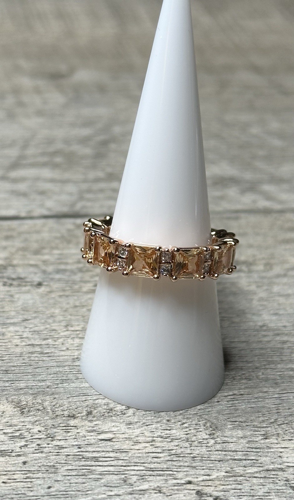 Bomb Party Size 9 Open My Heart Ring RBP8781 Amber Topaz Rose Gold Plated