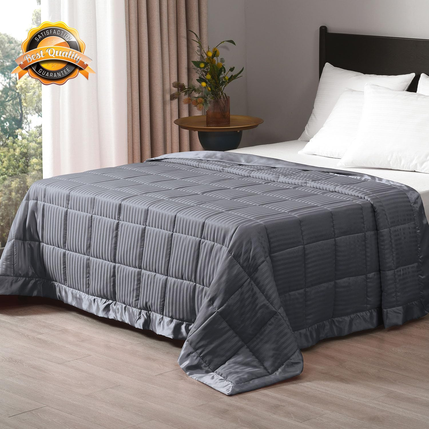 Alternated Icon down Alternative Blanket for Bed, Glass Beads, King, Grey 711181398489 ...
