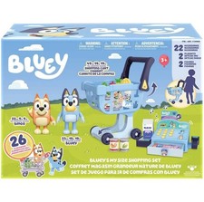 Bluey My Size shopping set 26 pieces Shopping cart 10" Bluey's 9" Bingo cash reg