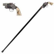 Wyatt Earp Revolver Gun Handle Cane Gentleman's Walking Stick Pistol Shaped 37"