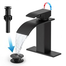 Waterfall Bathroom Sink Faucet Single Handle Hole Vanity Mixer Taps with Cover