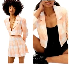 For Love & Lemons Blazer Women Medium Orange Tangerine Cropped Eugenie Coat