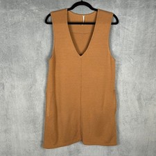 Free People Dress Womens Medium Brown Wool Sweater Sleeveless Neutral Minimalist