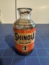 Vintage Cork Top Shinola Russet Tan Shoe Polish 2.5 fl.oz Bottle.