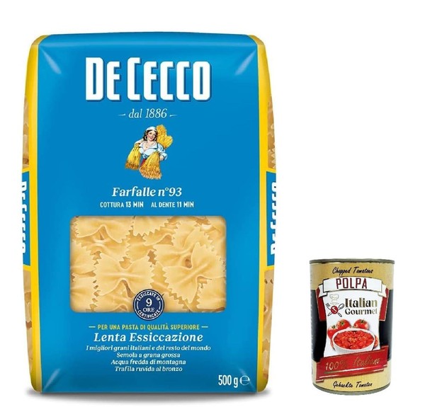 De Cecco Pasta Farfalle N. 93 100% Italienisch Nudeln 5X 500G+Polpa 400G-image