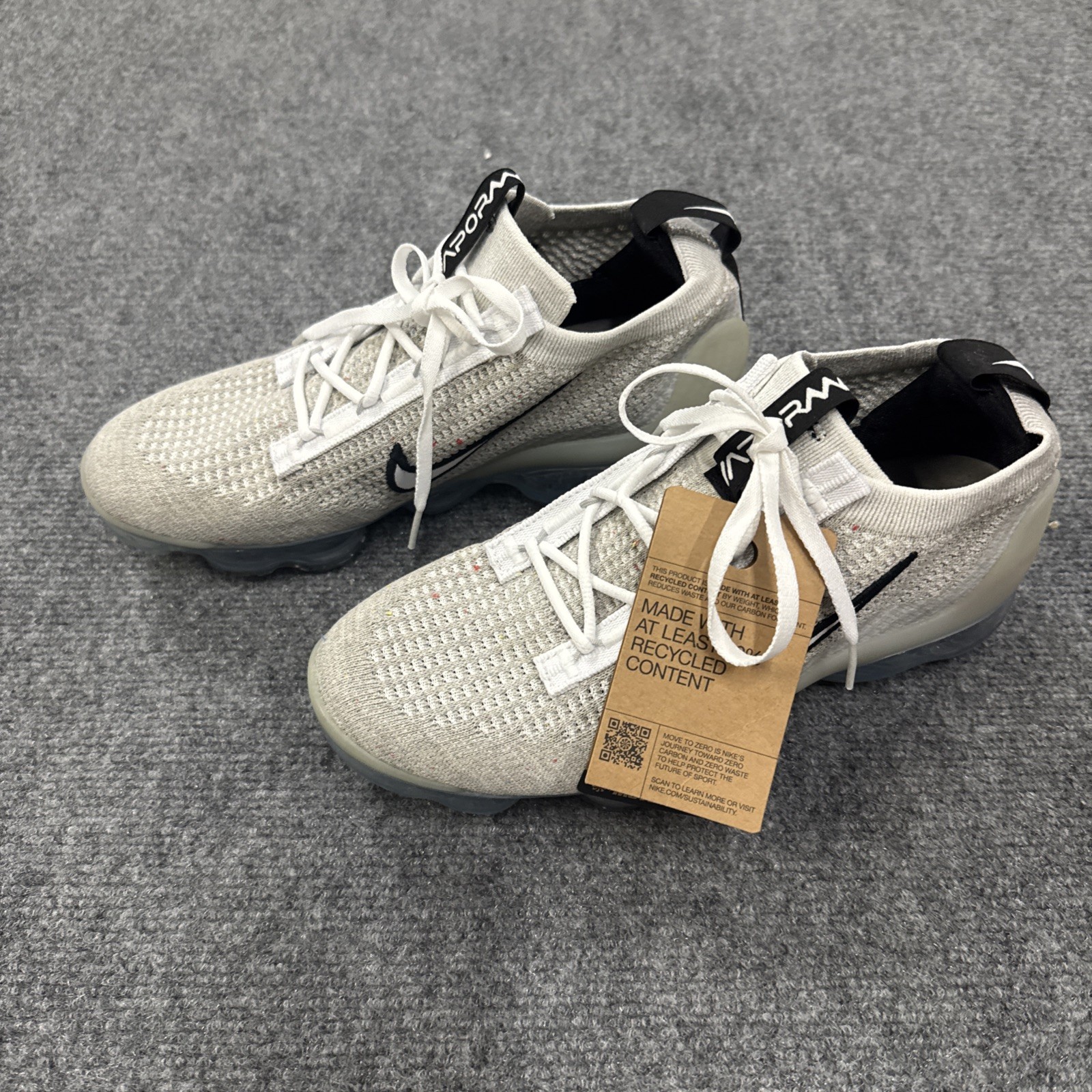 Kids Size 7Y Nike Air Vapormax 2021 FK Grey White Sneakers DB1550 100