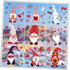 9 Sheets Valentine  s Day Window Clings Decorations Gnome Window Cute Gnome