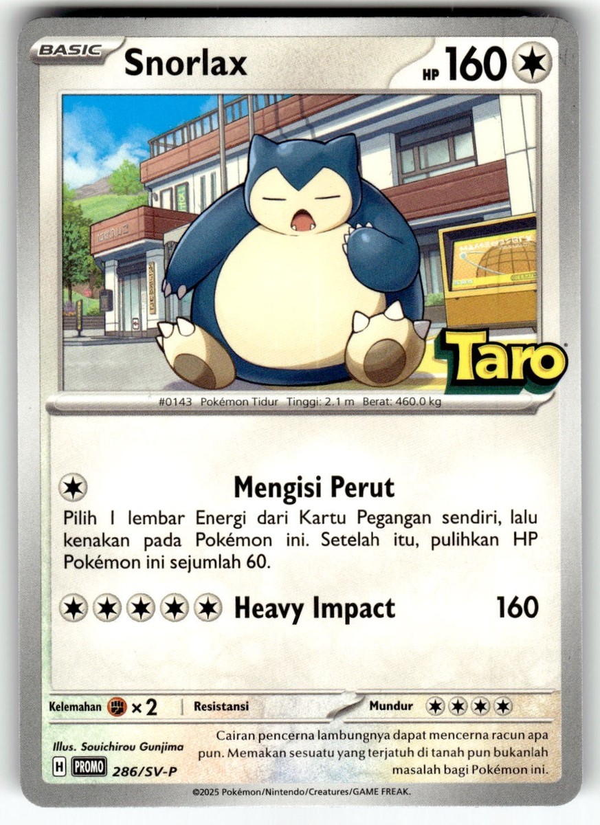 Pokemon Indonesian TARO Card 286/SV-P Snorlax | eBay