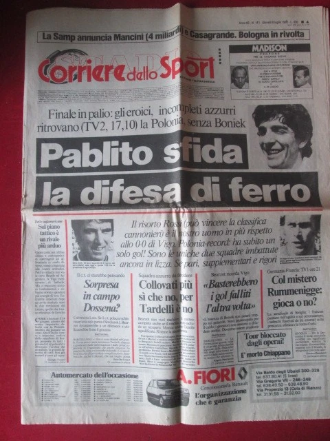 Giornale Corriere Dello Sport Stadio-18 Giugno 1982-Vale Un...peru