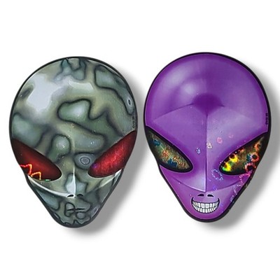 2 Vintage 90s Y2K Alien Prism Holographic Vending Machine Stickers Purple & Gray