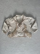 John Rocha size 10 angora lambswool cropped cardigan cream ruffle shrug Y2K boho
