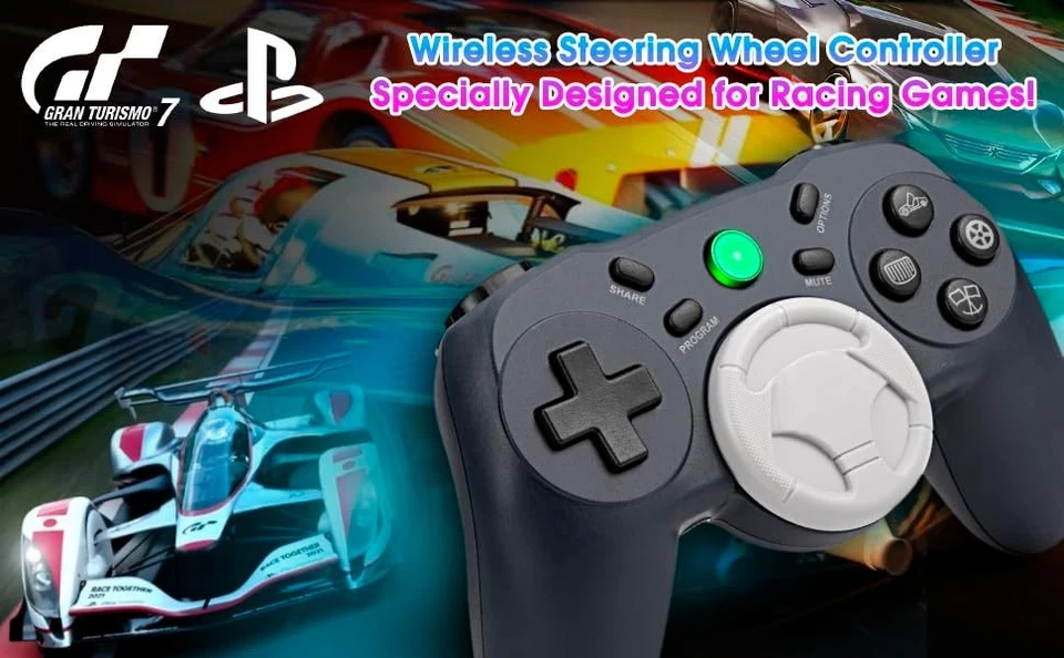 Wireless Steering Wheel Controller for Playstation 4 5 PS4 PS5 IOS Android bluet - Image 2 of 4