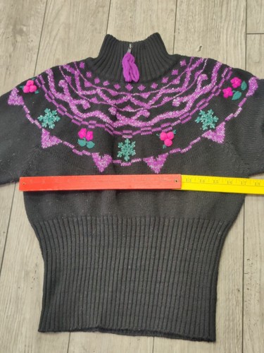 VTG Obermeyer Sweater Womens S Fair Isle Snowflake 3D Embroidery Zip Neck Ski - Picture 10 of 12